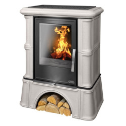 Kachlová kamna ABX Bavaria s výměníkem, kachlový sokl ahornweiss